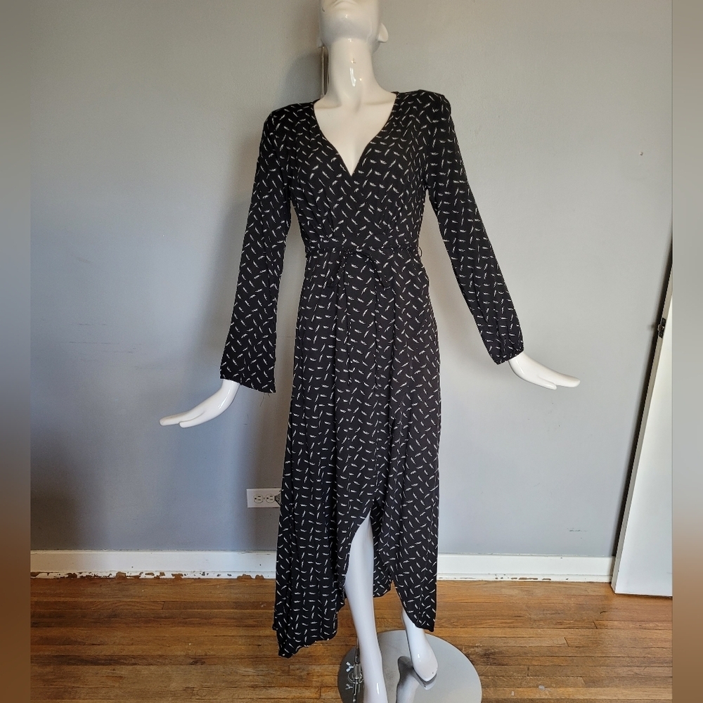 XIX Palms Feather Print Maxi Dress, VGUC, Size 3